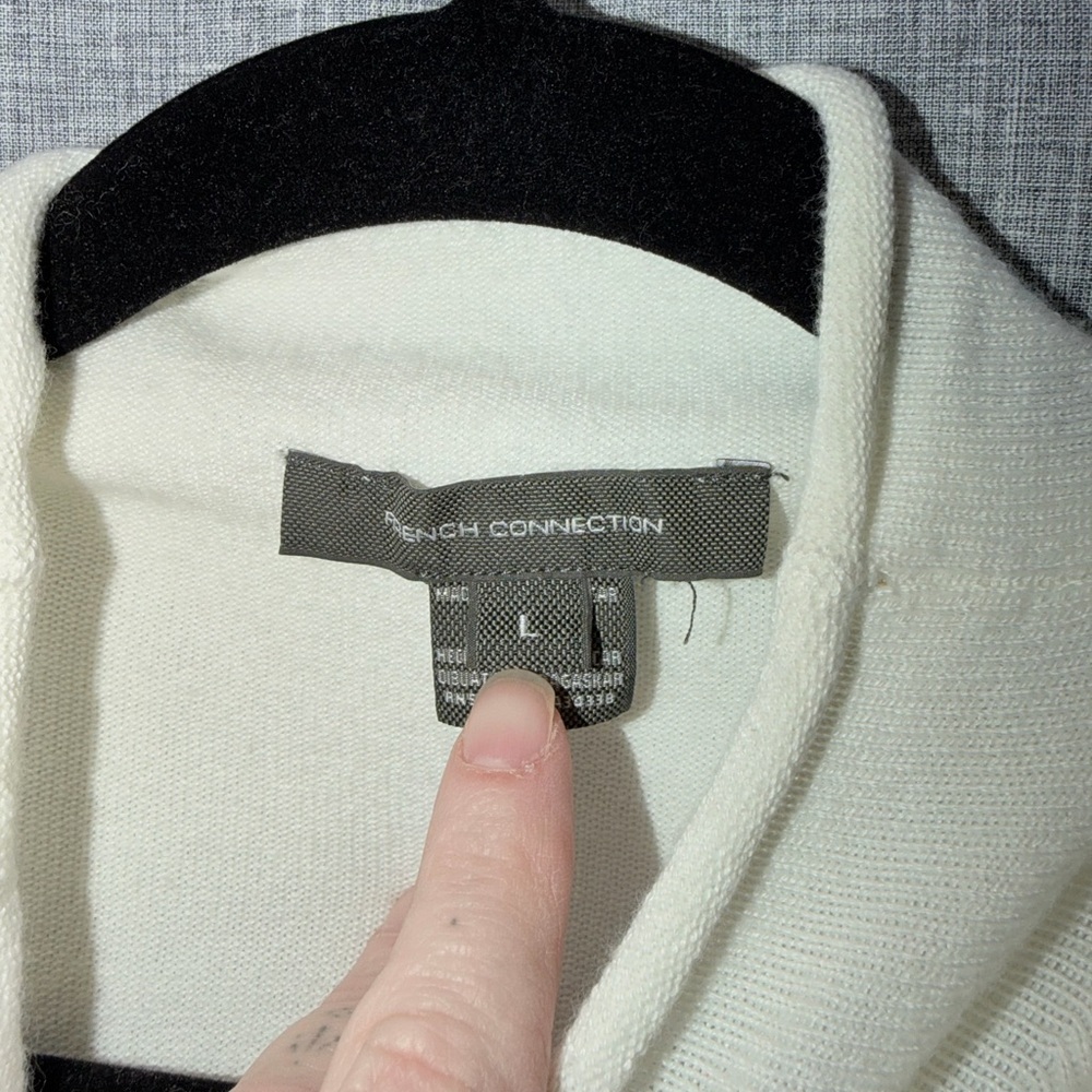 French Connection Off-White Knit Crewneck Sweater large - Picture 2 of 6